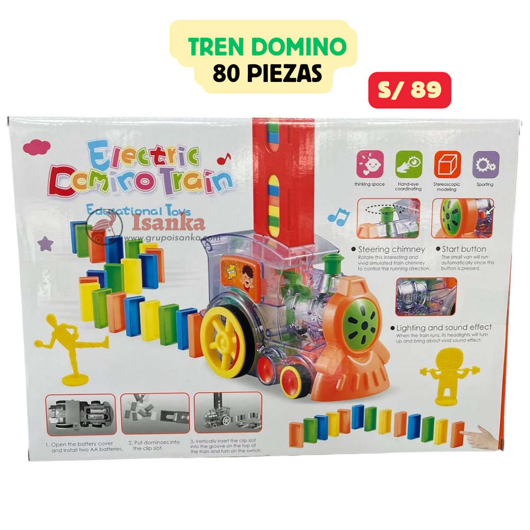 Tren Dominó Automático con Música y Luces – Diversión + Aprendizaje