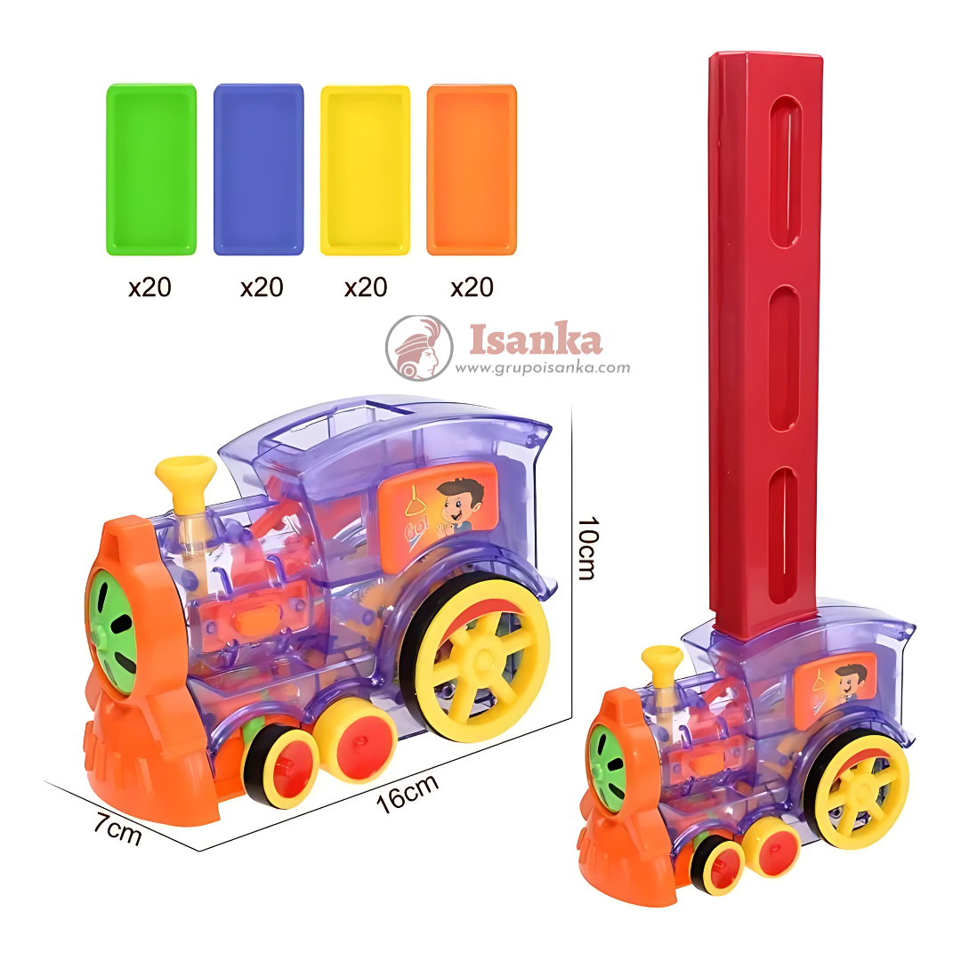 Tren Dominó Automático con Música y Luces – Diversión + Aprendizaje